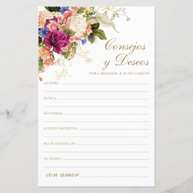 Conselhos e Desejos Espanhóis (Frente)