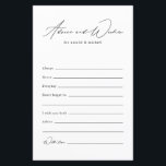 Conselhos E Desejos Minimalistas De Casamento De C<br><div class="desc">Procurando uma maneira simples e elegante de reunir conselhos e desejos para os recém-casados no seu chá de panela ou recepção de casamento? Não olhe mais do que este Conselho de Casamento de Chás de panela Minimalista e o Cartão de Desejo! O design preto e branco é moderno e minimalista,...</div>