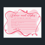 Conselhos e desejos moldura ondulada rosa e vermel<br><div class="desc">Conselhos e desejos cartão de moldura ondulada rosa e vermelha retrô. Itens correspondentes disponíveis.</div>
