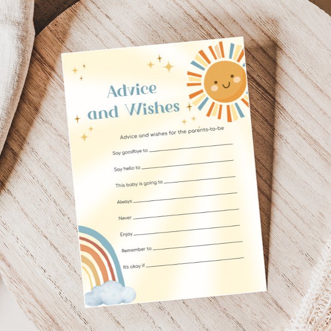 Conselhos e Desejos para Chuvinha de Bebê Retro Jo (Retro Here Comes The Son Sunshine Baby Shower Game)