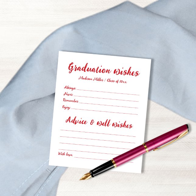Conselhos e Desejos para Graduado Fonte Manuscrita (Advice & Wishes For Graduate Red Handwritten Font)