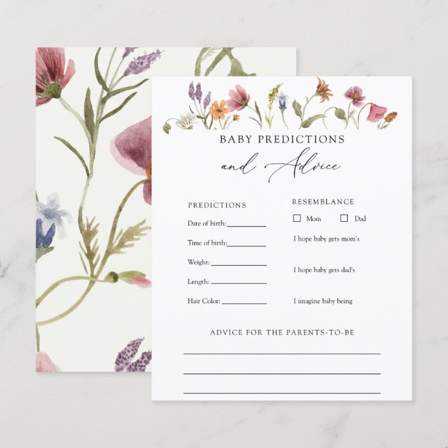 Conselhos e Previsões sobre Bebês de Flor Selvagem (Frente/Verso)