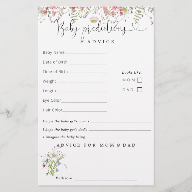 Conselhos sobre previsões de Chás de fraldas de fl (Frente)