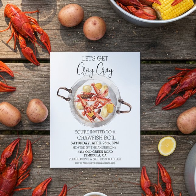 Consiga Cray Cray Crawfish Boil Seafood Convite (Criador carregado)