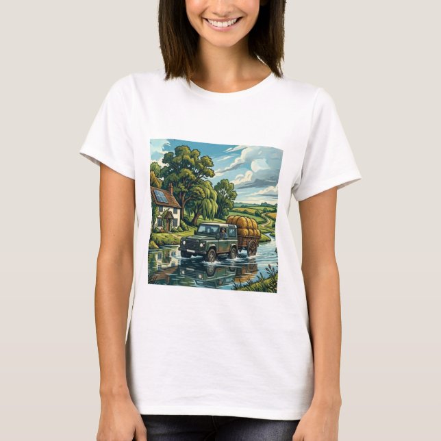Constable's Hay Wain Reimaginado - Camiseta Femini (Frente)