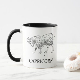 Constelação da astrologia do Capricórnio e caneca