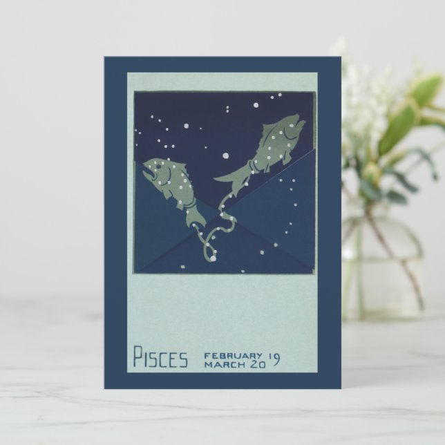 Constelação de Peixes Peixes Vintage Zodíaco Astro (Em pé/Frente)