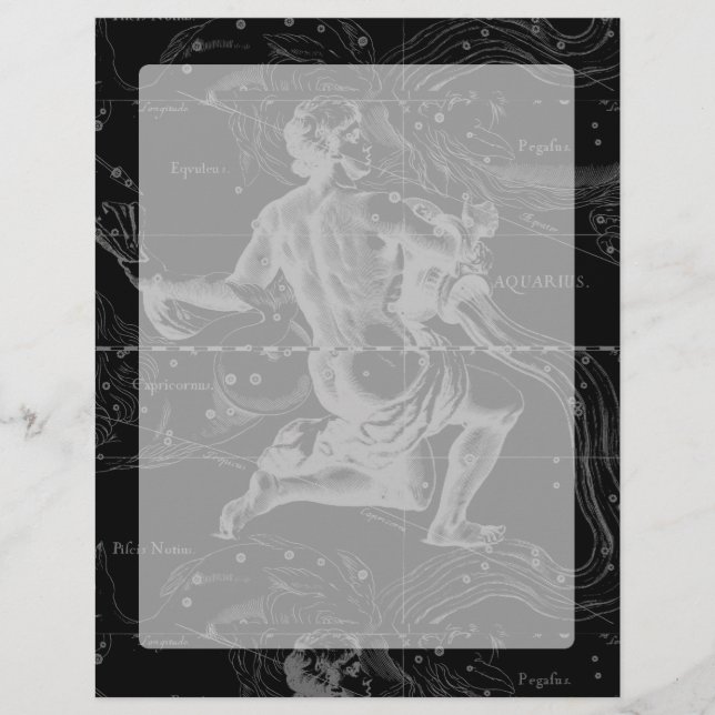 Constelação de Vintage Aquarius Hevelius cerca de  (Frente)