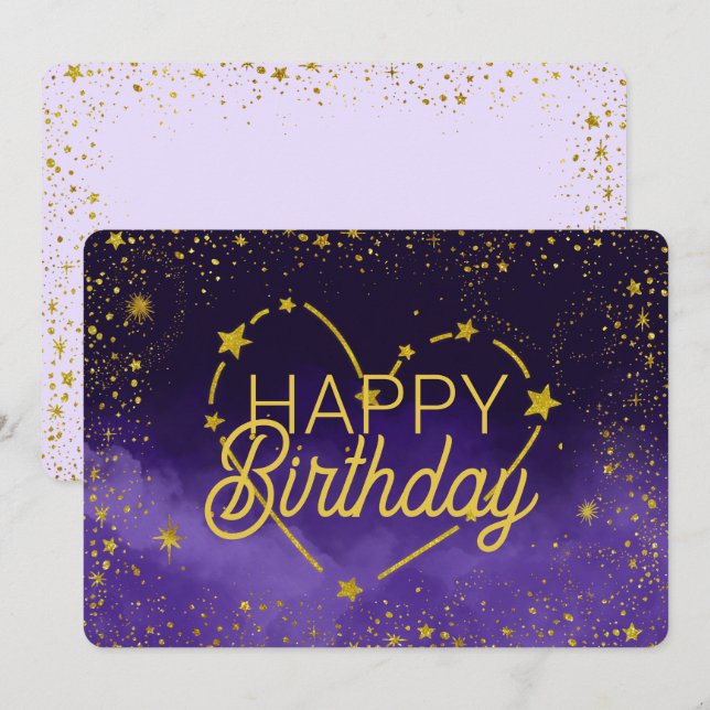 Constelação e Cartão de Estrelas Feliz Aniversário (Frente/Verso)