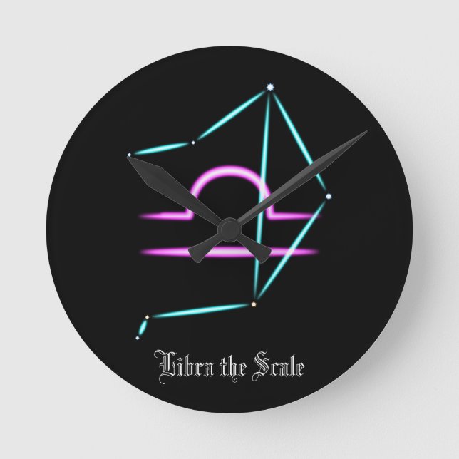 Constelação Zodíaca Relógio Redondo Libra (Frente)