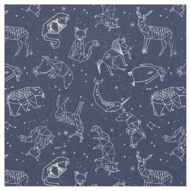 Constelações animais Padrão Marinho Tecido azul (Detalhe)