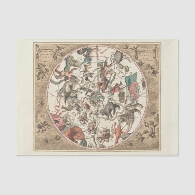 Constelações Zodiac 23 Papel Tecido (Frente )