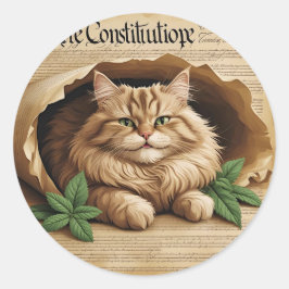 Constituição e Catnip - Adesivo de Gato Patriótico
