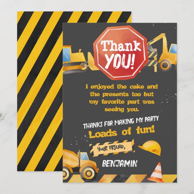 Construção, Cartões de agradecimentos de caminhão (Frente/Verso)
