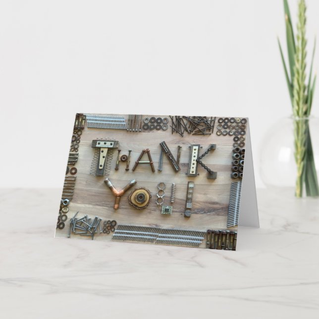 Construção Obrigado Cartão com fotos (Frente)