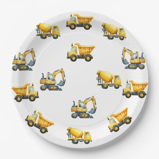 Construção, pratos de caminhão de depósito amarelo (Frente)