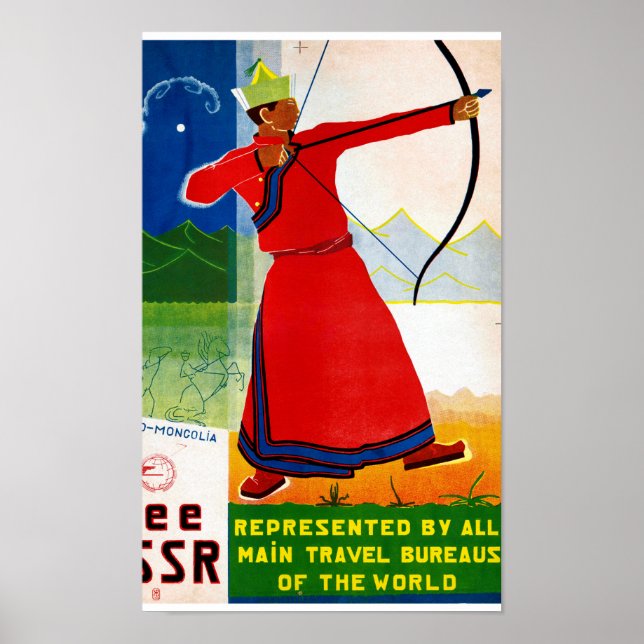 Consulte Poster de Viagens vintage USSR Restaurado (Frente)