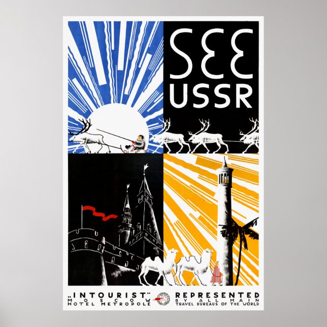Consulte Poster de Viagens vintage USSR Restaurado (Frente)