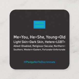 Contato Cartão anti-discriminação de 2,5"x2,5" Pacote de 1