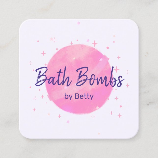 Contato Cartão de Chamada Bath-Bomba Rosa (Frente)