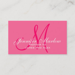 Contato Cartão de Chamada de Mamãe Rosa Quente Monograma