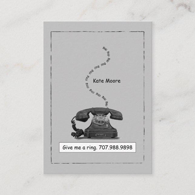 Contato Cartão de Chamada para Cinza Telefônica Vintage (Frente)