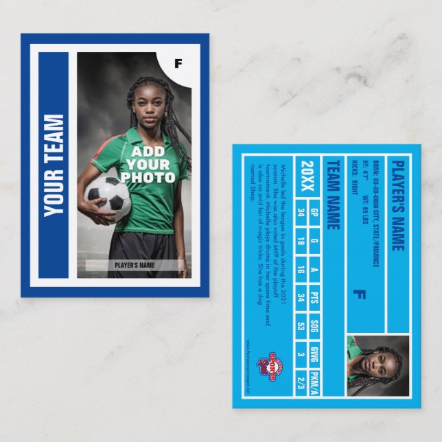 Contato Cartão de Comércio de Futebol (Azul) - Adicione se (Frente/Verso)