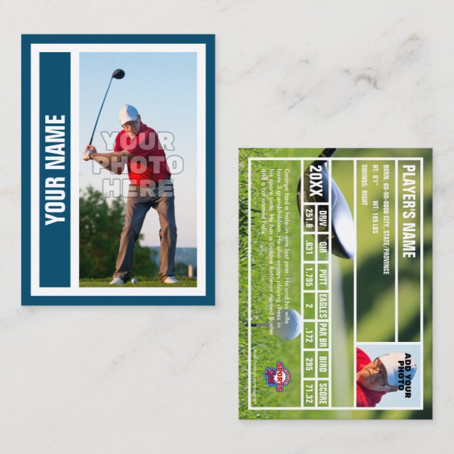 Contato Cartão de Comércio de Golf Personalizado - Azul Oc (Frente/Verso)