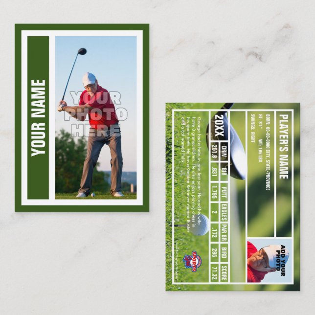 Contato Cartão de Comércio de Golf Personalizado - Verde D (Frente/Verso)
