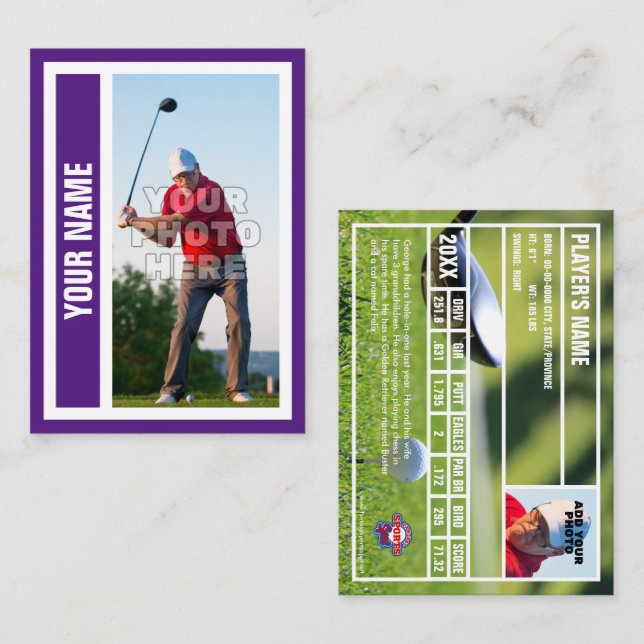 Contato Cartão de Comércio de Golfe Personalizado - Roxo R (Frente/Verso)