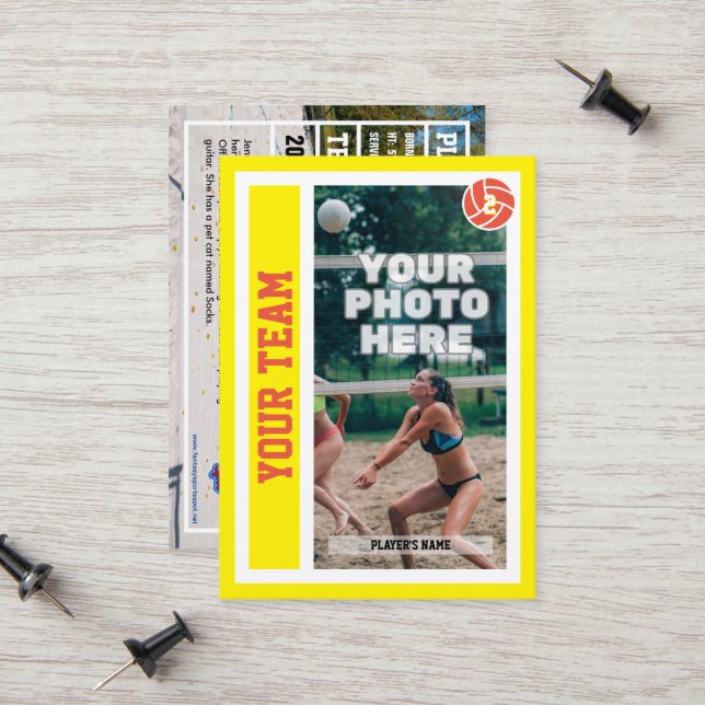 Contato Cartão de Comércio de Voleibol de Praia Personaliz (Frente/Verso In Situ)