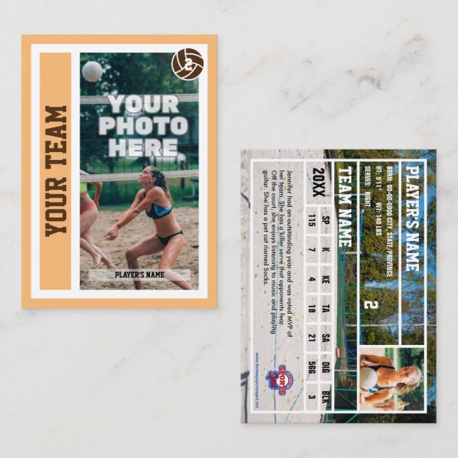 Contato Cartão De Comércio De Voleibol De Praia Personaliz (Frente/Verso)