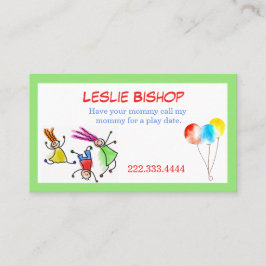 Contato Cartão de Data de Reprodução para Crianças Colorid