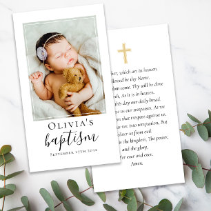 Contato Cartão de Oração Baptism Photo Keepsasawn