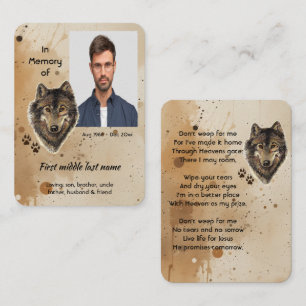 Contato Cartão de Oração Cristã Memorial Lobo Lobos Animal