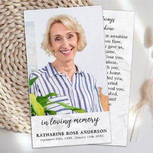 Contato Cartão de Oração Funeral Simples Foto de Marble