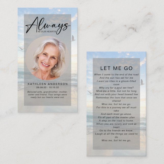 Contato Cartão de Oração Memorial | Aves do oceano (Frente/Verso)