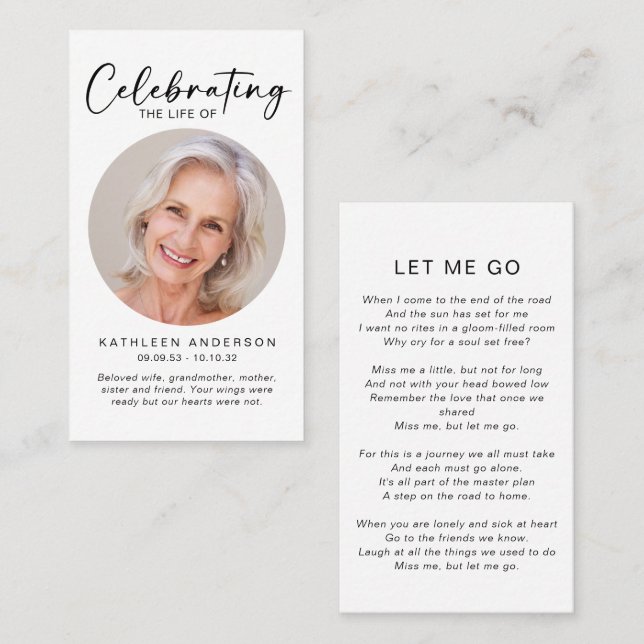 Contato Cartão de Oração Memorial | Celebração do círculo  (Frente/Verso)