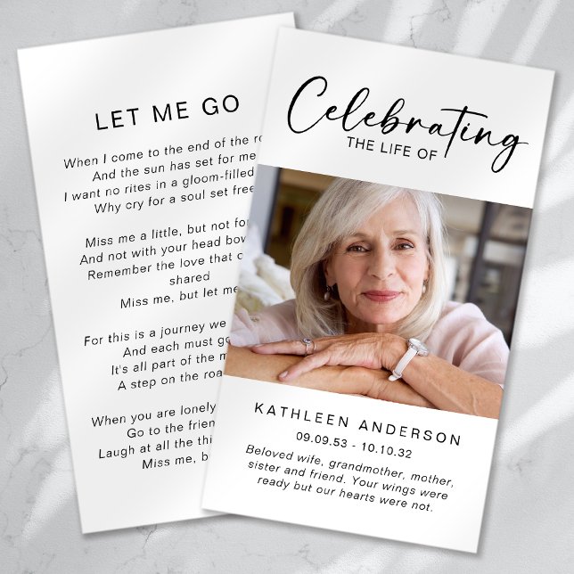 Contato Cartão de Oração Memorial | Celebrar a Vida de (Criador carregado)