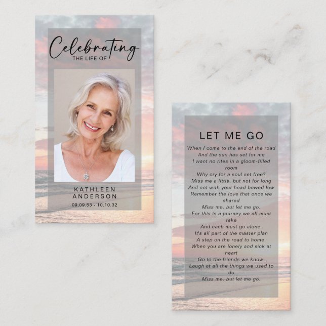 Contato Cartão de Oração Memorial | Oceano — Sunset (Frente/Verso)