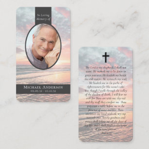 Contato Cartão de Oração Memorial para o Oceano Sunset