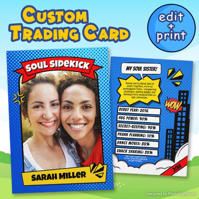 Contato Cartão de Presente Personalizado de Irmã da Alma e (Custom Soul Sister Card Gift Comic Trading Card)