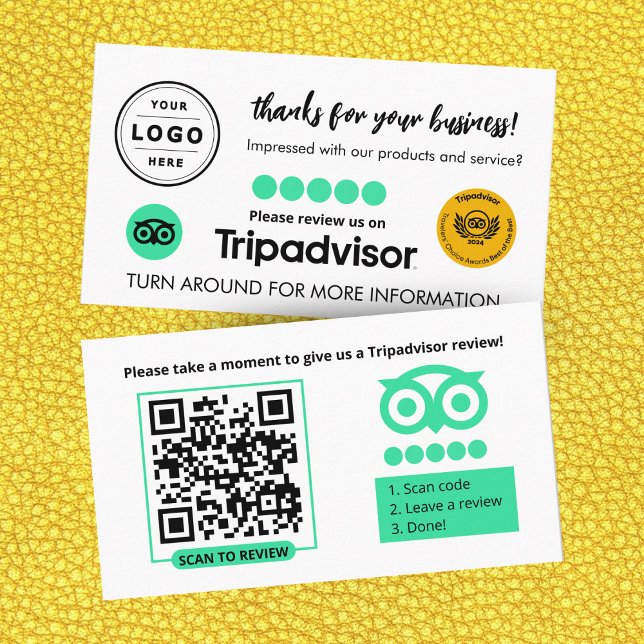 Contato Cartão de Solicitação de Revisão do Tripadvisor co (Tripadvisor Review Request Card that you can personalize with your Logo and QR Code)
