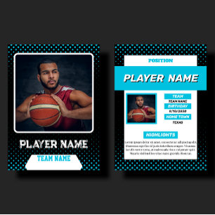 Contato Cartão de Troca de Basquete Azul Personalizado Per