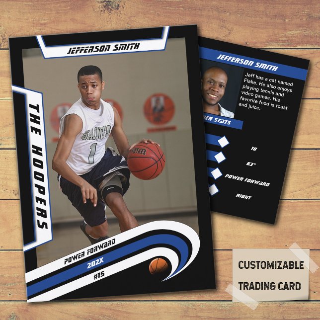 Contato Cartão de Troca de Basquete em Azul Escuro Vibrant (Unleash the Future of Basketball Collectibles with the Basketball Trading Card in Lively Blue Black)