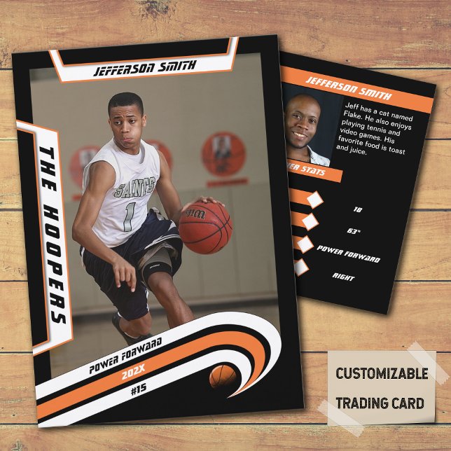 Contato Cartão de Troca de Basquete em Laranja Vibrante (Unleash the Future of Basketball Collectibles with the Basketball Trading Card in Lively Orange)