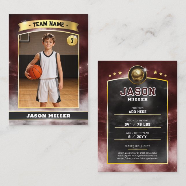 Contato Cartão de Troca de Basquete Personalizado, Estádio (Frente/Verso)