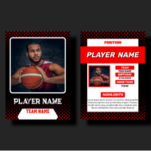 Contato Cartão de Troca de Basquete Vermelho Personalizado