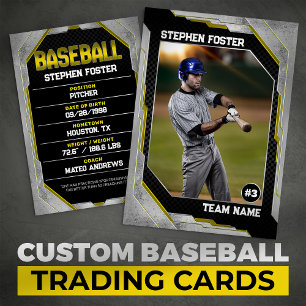 Contato Cartão de Troca de Beisebol Amarelo Personalizado