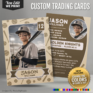Contato Cartão de Troca de Beisebol Personalizado, Cores E